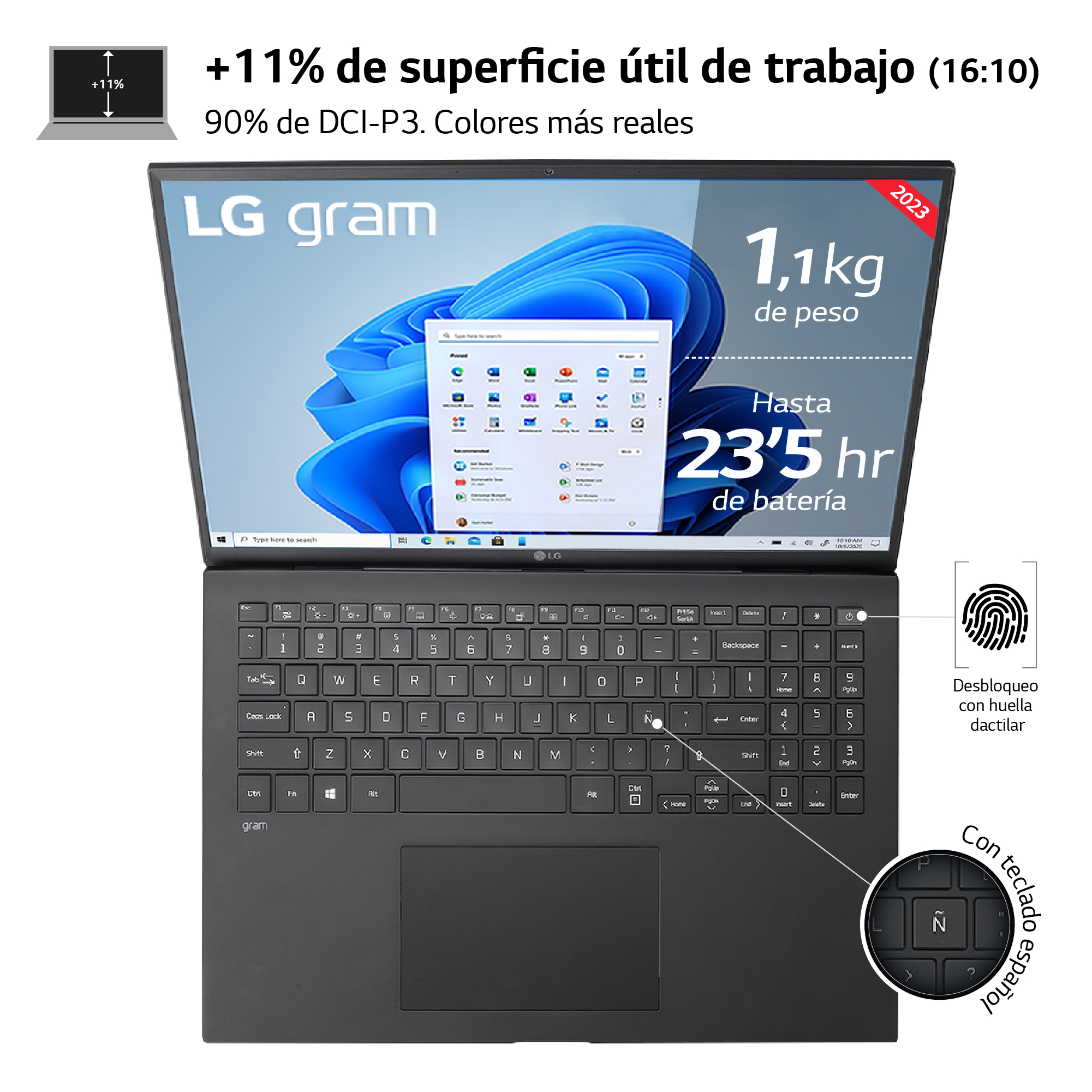 LG GRAM16 I7EVO 13GEN 16ZB90R - Imagen 7
